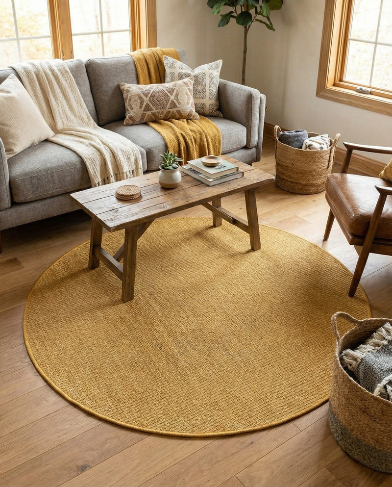 Seaside Serenity Collection Area Rug - Veranda (Corn Harvest Yellow) Round Corn Harvest Yellow  lifestyle 71