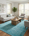 Marrakesh Lattice Collection Area Rug - Casablanca (Teal blue) Rectangle Teal blue  lifestyle 6
