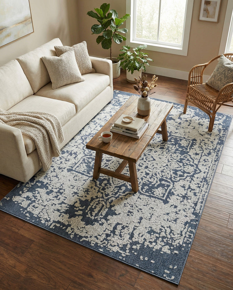 Patio Heritage Collection Area Rug - Santorini Rectangle Navy Blue  lifestyle 11