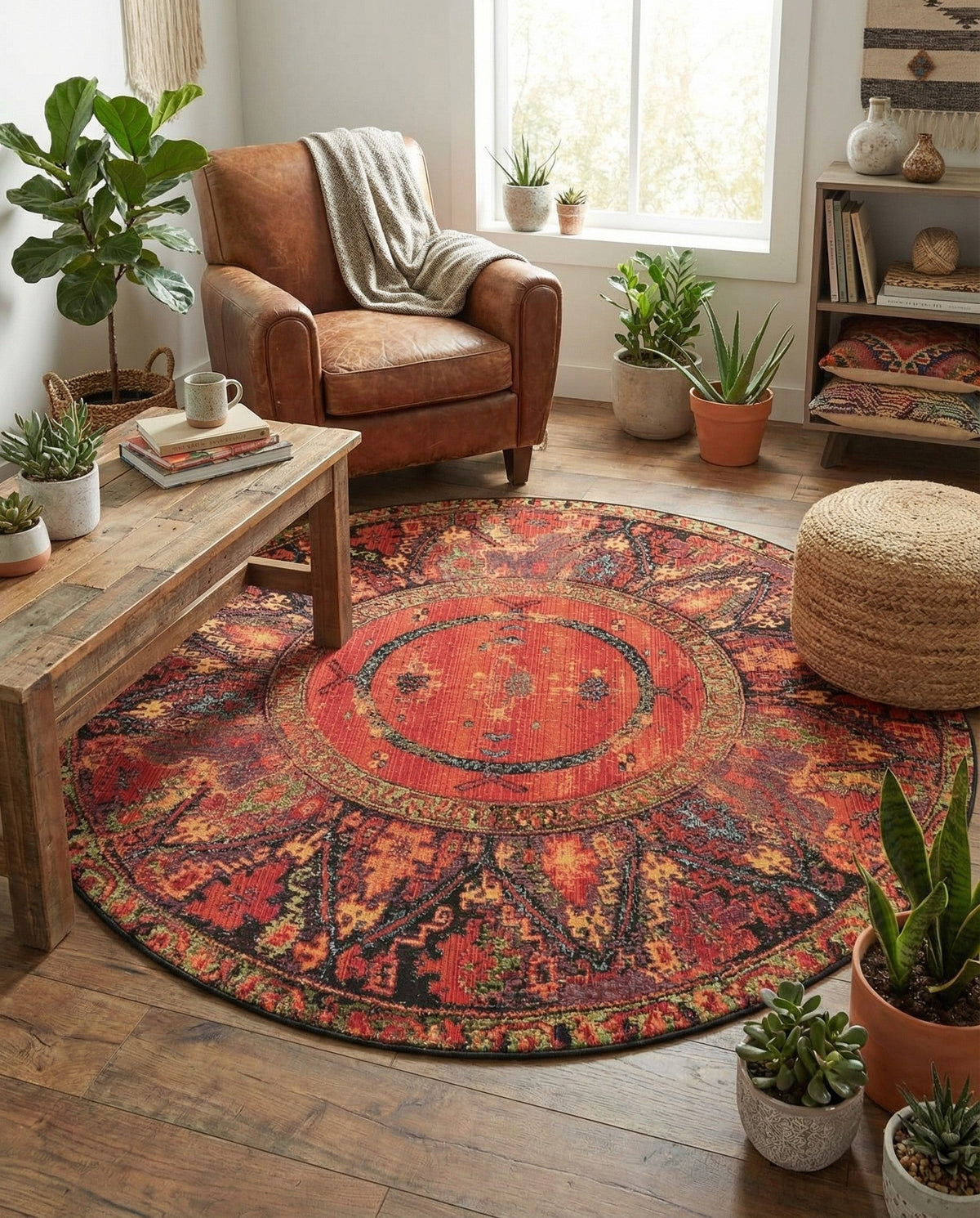 Safari Escape Rugs Collection Area Rug - Serengeti Round Multi  lifestyle 121