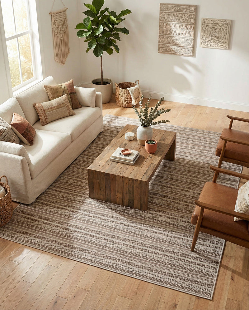 Seaside Stripes Collection Area Rug -  Boardwalk (Red) Rectangle Red  lifestyle 6