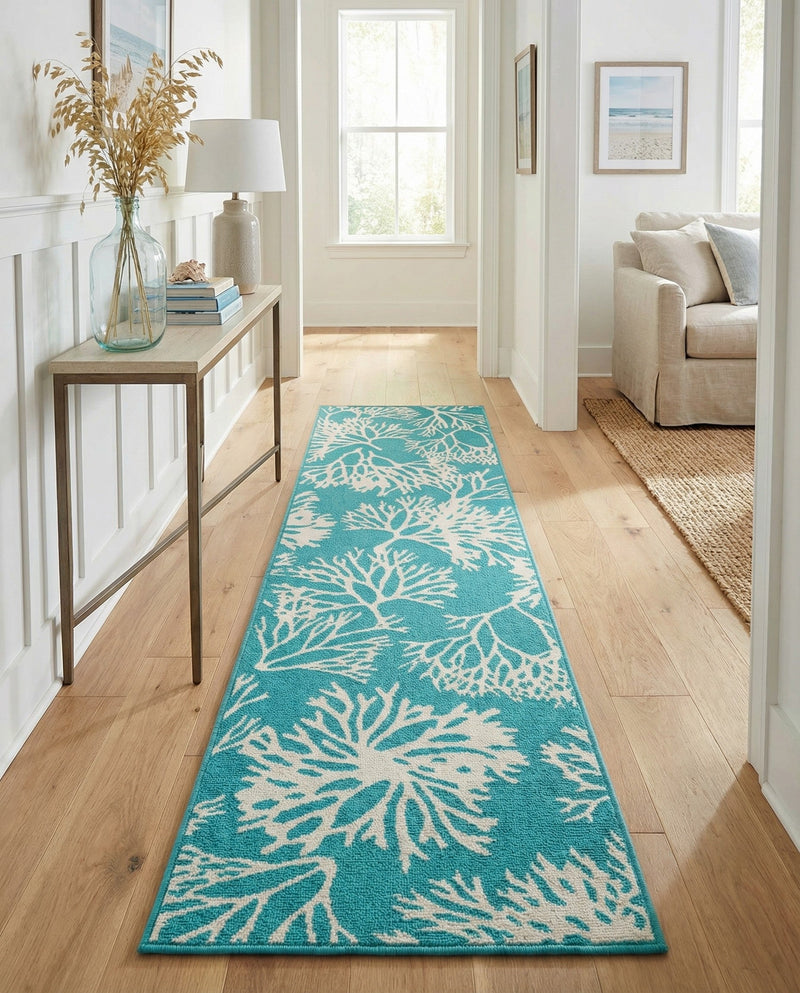 Seaside Haven Rugs Collection Area Rug -  Seaside Runner Teal  lifestyle 69