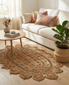Woven Seaside Jute Collection Area Rug - Coastalhaven (Natural) Oval Natural  lifestyle 25