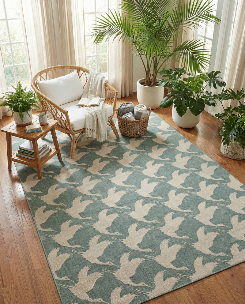 Seaside Haven Rugs Collection Area Rug -  Pelican Rectangle Stone Blue  lifestyle 9