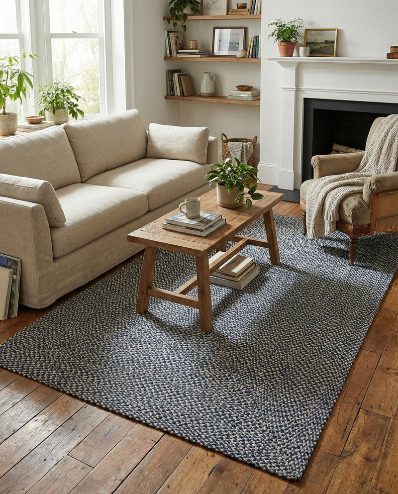 Highland Woven Jute Collection Area Rug - Glenmore (Navy Blue) Rectangle Navy Blue  lifestyle 7