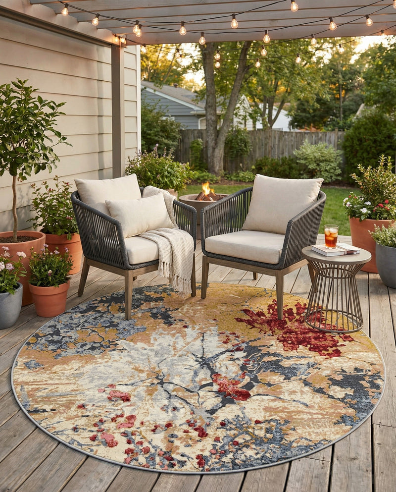 Urban Terrace Collection Area Rug -  Alcove Round Multi  lifestyle 71