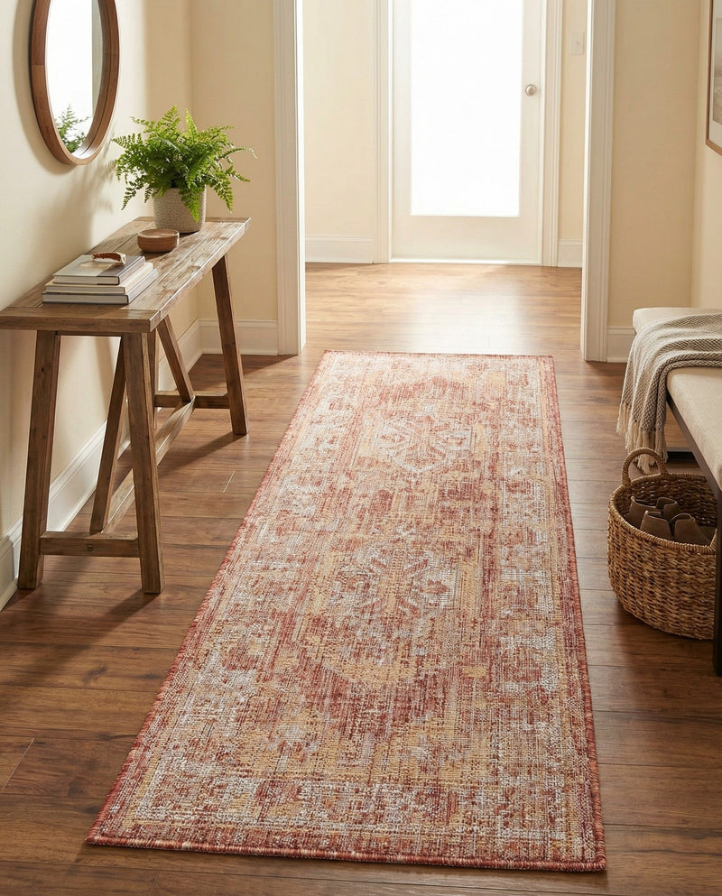 Patio Heritage Collection Area Rug -  Augusta (Rust Red) Runner Rust Red  lifestyle 40
