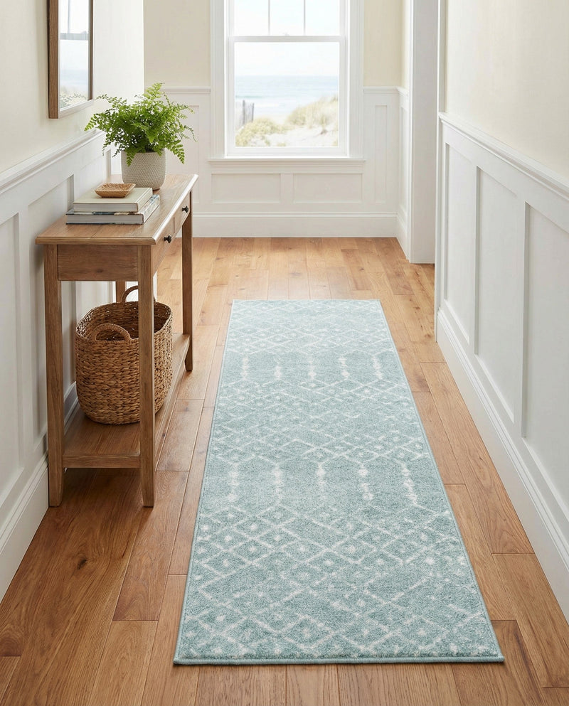 Marrakesh Lattice Collection Area Rug - Casablanca (Aqua) Runner Aqua  lifestyle 77