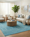 Marrakesh Lattice Collection Area Rug - Casablanca (Teal blue) Rectangle Teal blue  lifestyle 15