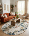 Jewel Oasis Collection Area Rug -  Opaline Oval White Navy  lifestyle 65