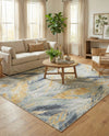 Seaside Blooms Collection Area Rug -  Blossom Rectangle Gray Ivory Yellow  lifestyle 15