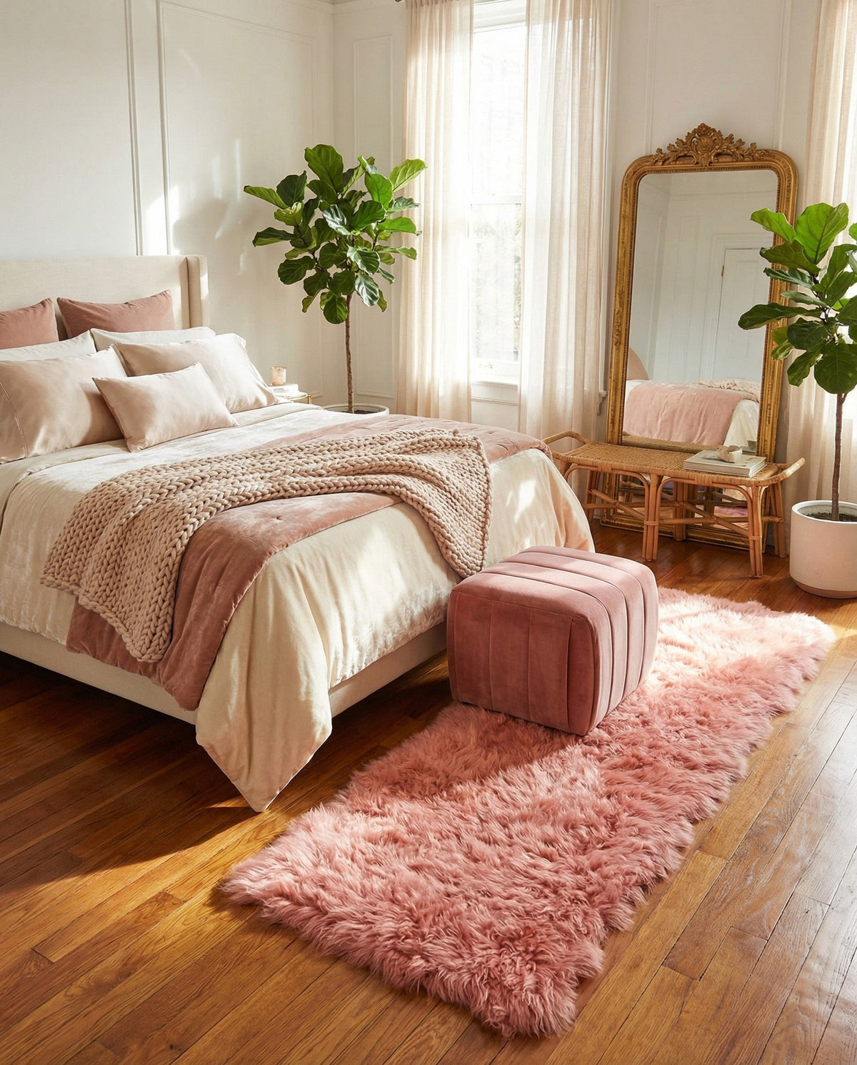 Lambskin Haven Collection Area Rug - Fleeceville Runner Pink  lifestyle 28