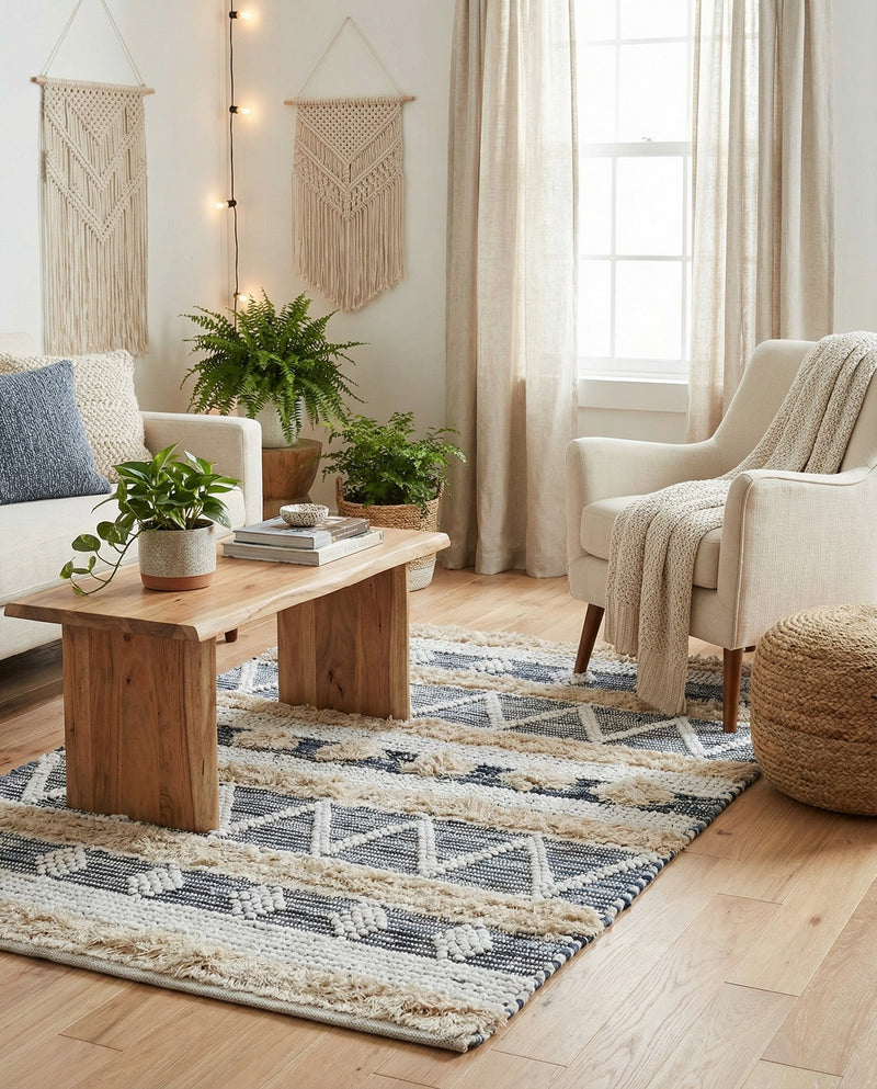 Cotton Punjab Passage Collection Area Rug - Amritsar Rectangle Ivory  lifestyle 15