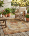 Patio Heritage Collection Area Rug -  Pergola Rectangle Blue and Light Brown  lifestyle 4