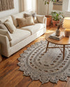 Woven Seaside Jute Collection Area Rug - Coastalhaven (Gray) Oval Gray  lifestyle 28