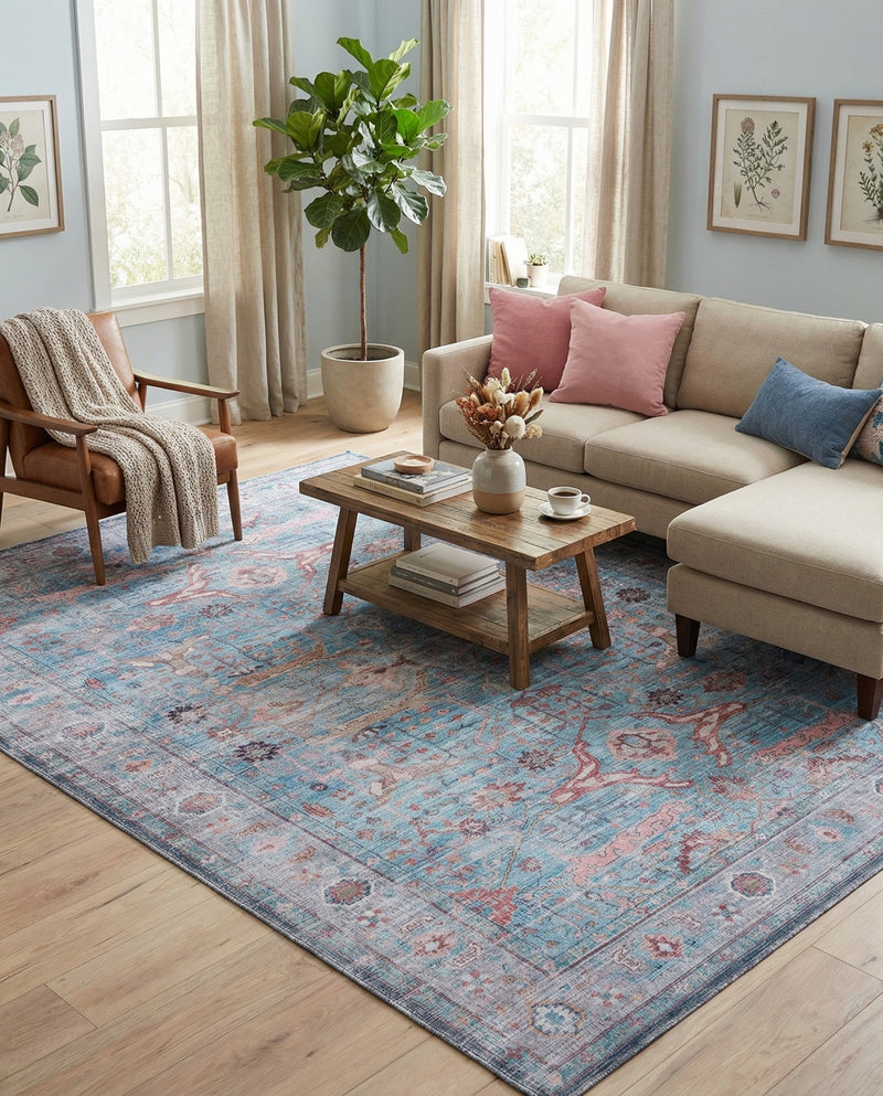 Zahara Oasis Collection Area Rug -  Marrakech Rectangle Blue  lifestyle 5