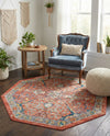 Seville Stripes Collection Area Rug -  Malaga (Brick Red) Octagon Brick Red  lifestyle 79