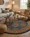 Zagros Oasis Collection Area Rug -  Gilan-e Gharb Round Blue  lifestyle 45