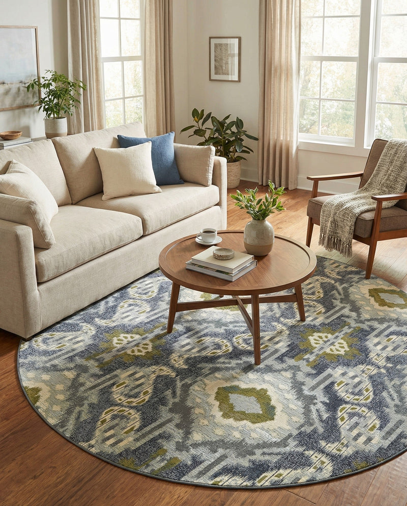 Urban Terrace Collection Area Rug -  Vista Round Blue  lifestyle 32