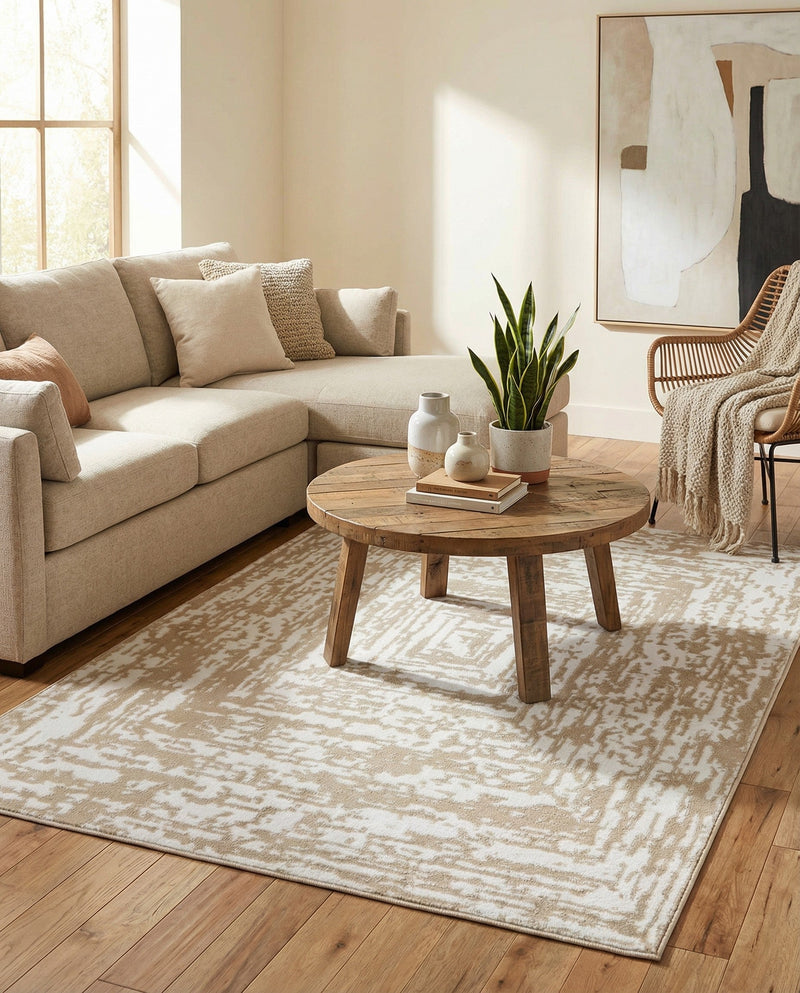 Sanctuary Retreat Collection Area Rug -  Asylum Rectangle White Bone  lifestyle 15