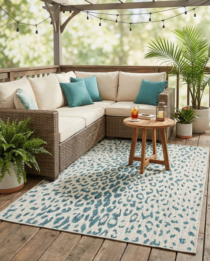 Savannah Escape Collection Area Rug - Serengeti Rectangle Teal  lifestyle 54