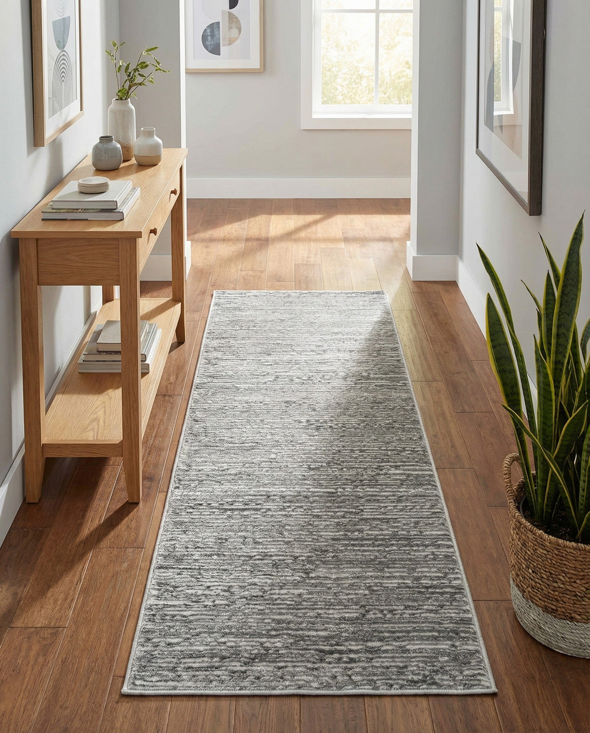 Bloomsbury Elegance Collection Area Rug -  Kensington (Gray) Runner Gray  lifestyle 82