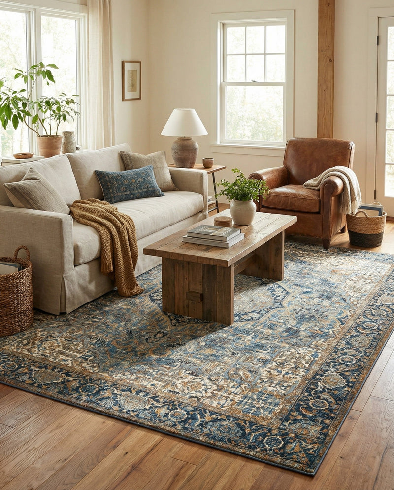 Patio Heritage Collection Area Rug -  Haven Rectangle Blue  lifestyle 20