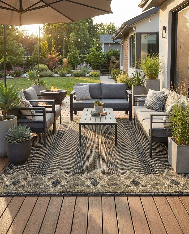 Urban Terrace Collection Area Rug -  Loft Rectangle Charcoal  lifestyle 17