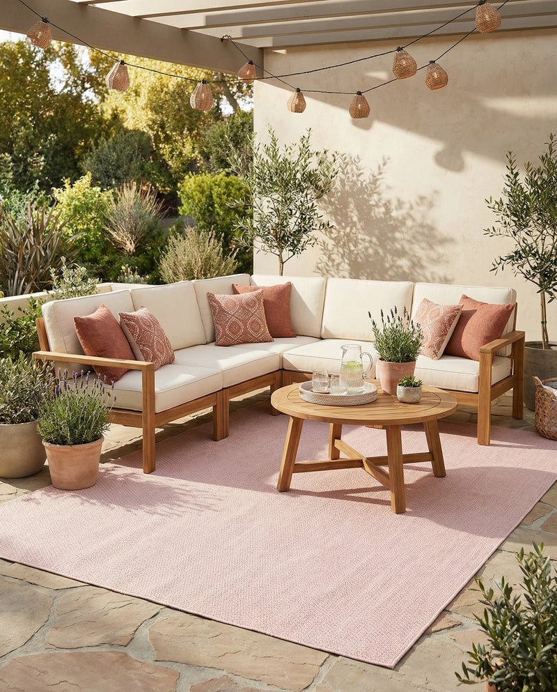 Seaside Serenity Collection Area Rug - Veranda (Whisper Pink) Rectangle Whisper Pink  lifestyle 13
