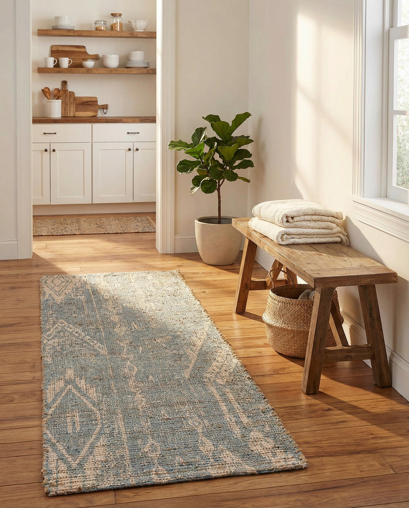 Savannah Threads Collection Area Rug -  Kalahari Runner Antique Blue  lifestyle 46
