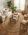 Woven Seaside Jute Collection Area Rug - Coastalhaven (Natural) Oval Natural  lifestyle 19