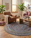 Woven Udaipur Collection Area Rug - Sahara Round Blue and Multi  lifestyle 79