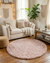 Berber Lattice Shag Collection Area Rug - Atlas (Light Pink) Round Light Pink  lifestyle 27