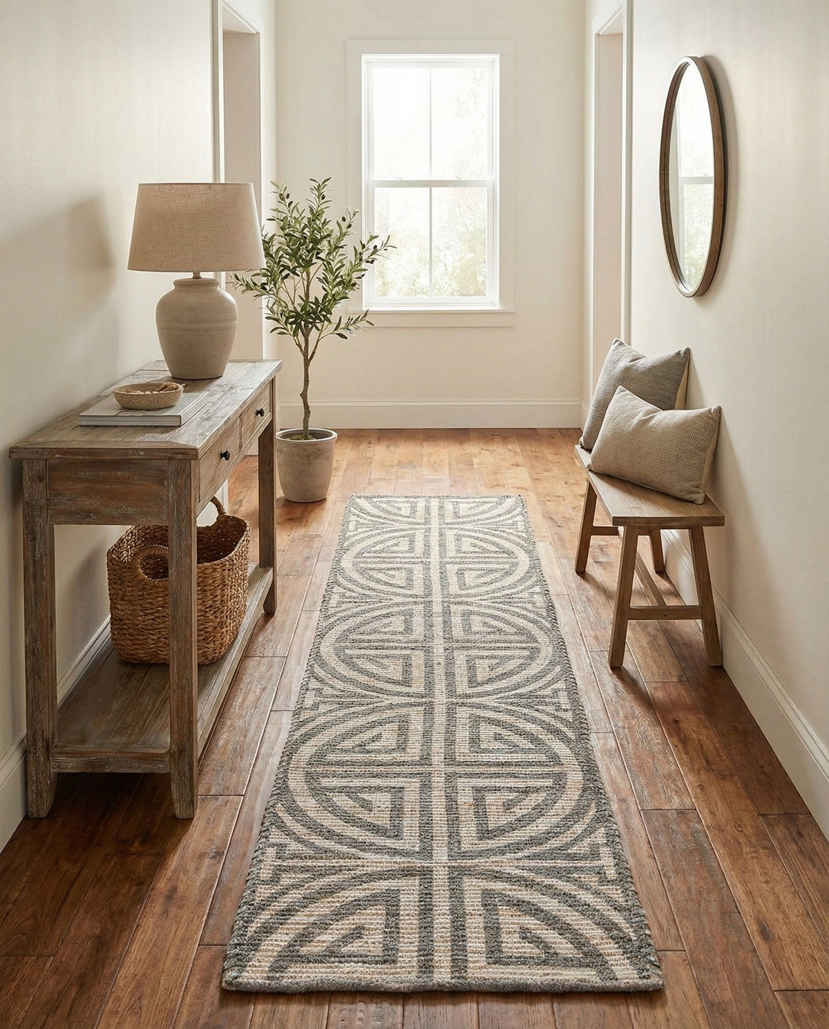 Savannah Threads Collection Area Rug -  Thar Runner Gray and Ivory  lifestyle 150