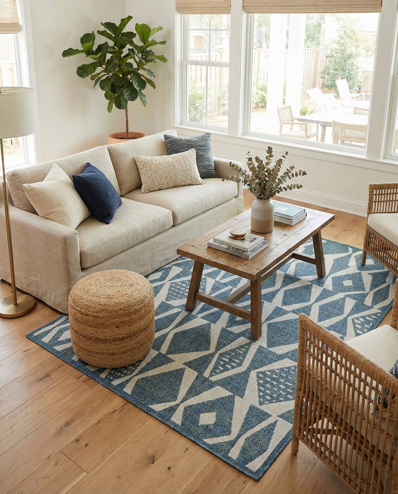 Coastal Terrace Collection Area Rug -  Tidepool Rectangle Blue  lifestyle 10