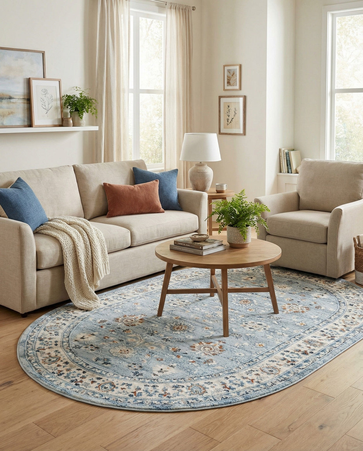Savannah Elegance Collection Area Rug - Augusta (Aqua Blue) Oval Aqua Blue  lifestyle 100