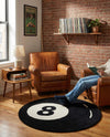 Shepherd's Glen Wool Collection Area Rug - Peninsula Round Black and White  lifestyle 6