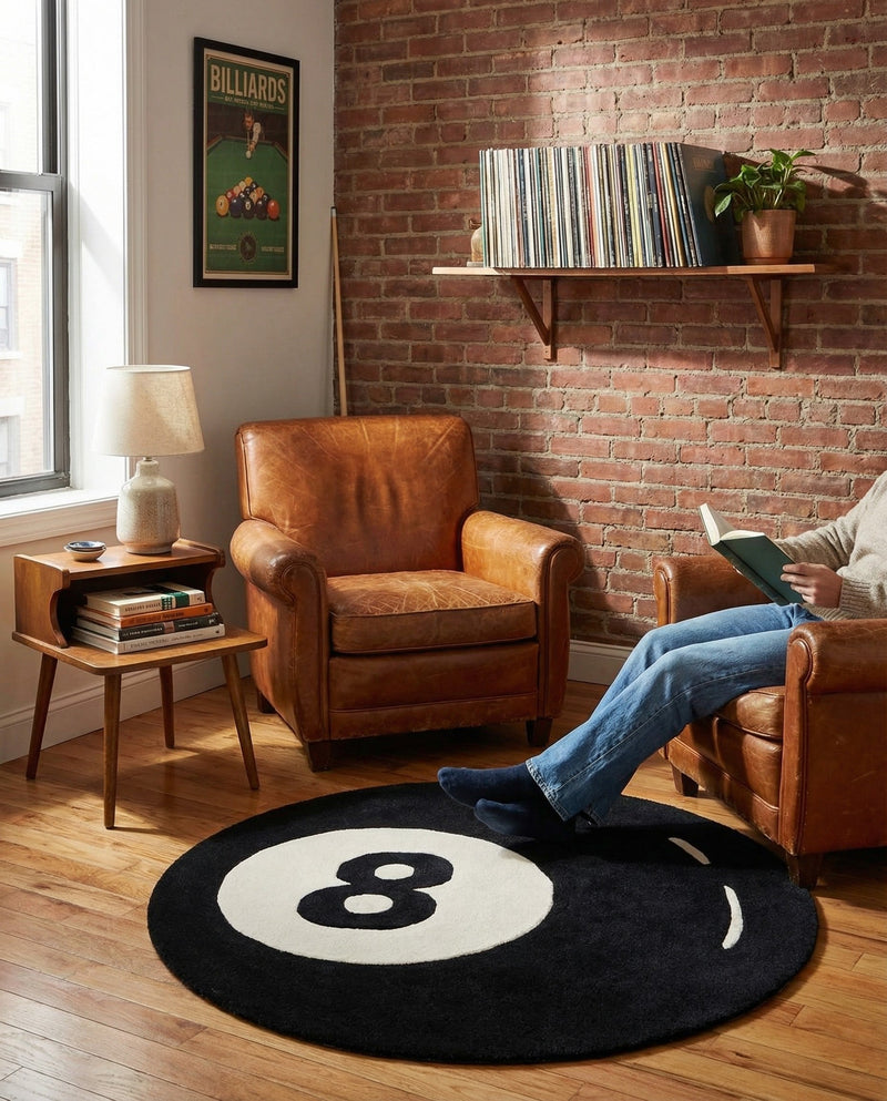 Shepherd's Glen Wool Collection Area Rug - Peninsula Round Black and White  lifestyle 6