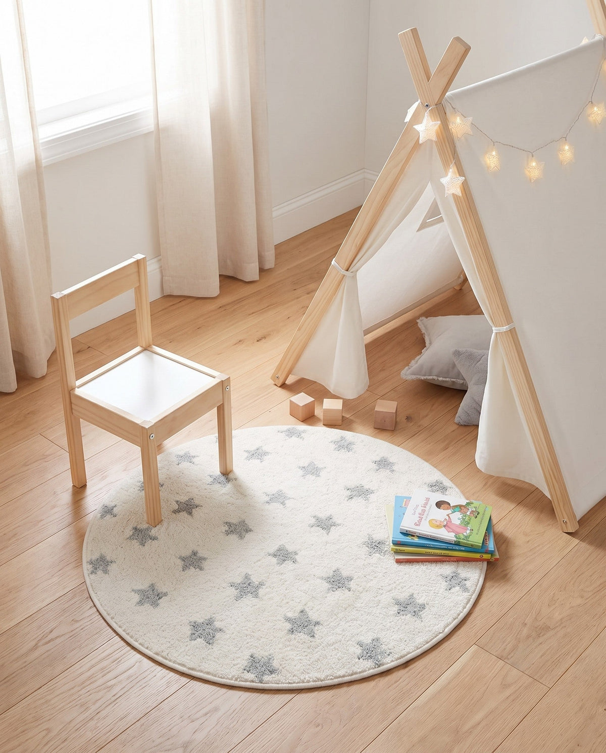 Wonder Tykes Collection Area Rug -  Mosaic Round Daisy White  lifestyle 167