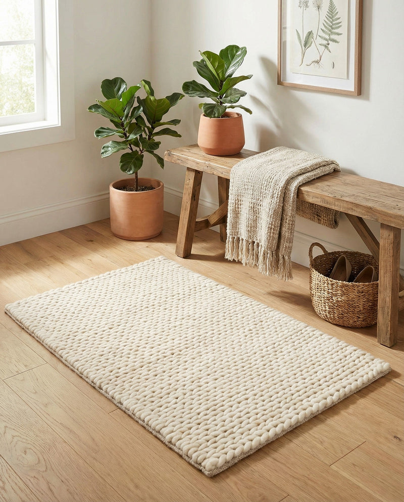 Lana Tasmanian Wool Collection Area Rug - Waitomo Rectangle Ivory  lifestyle 55