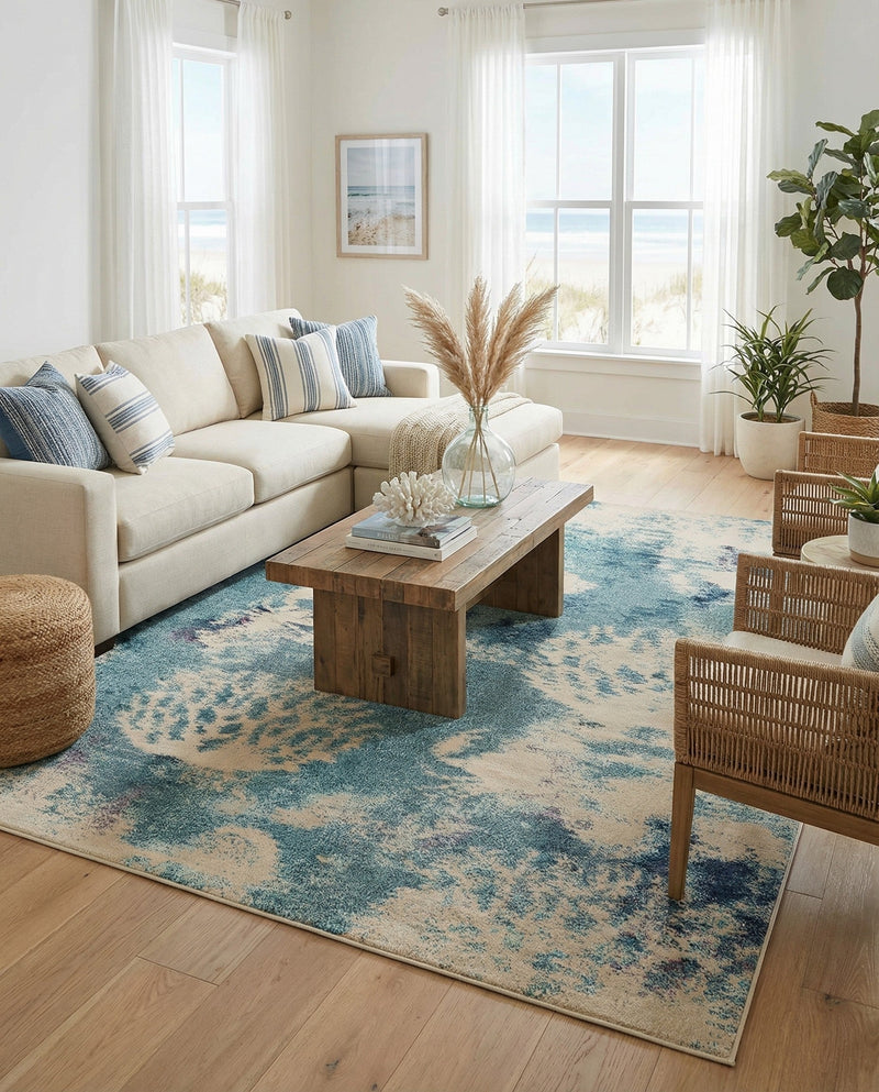 Sorrento Shores Collection Area Rug -  Vico Rectangle Light Blue  lifestyle 34