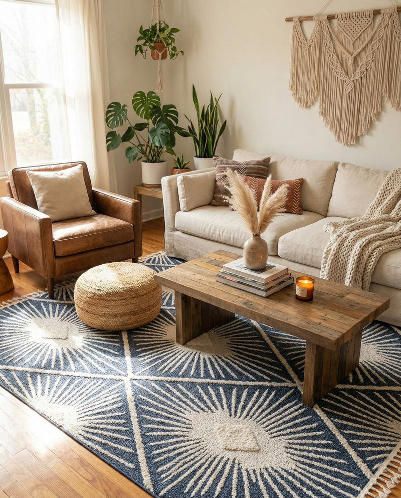 Sahara Chic Collection Area Rug - Marrakech Rectangle Blue  lifestyle 33