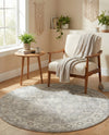 Seville Stripes Collection Area Rug -  Granada (Gray) Round Gray  lifestyle 61