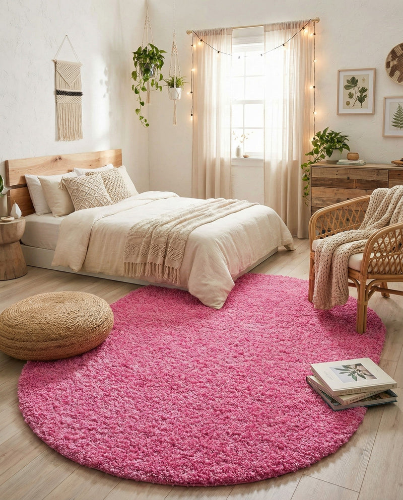 Plush Oasis Collection Area Rug - Serenity (Taffy Pink) Oval Taffy Pink  lifestyle 49