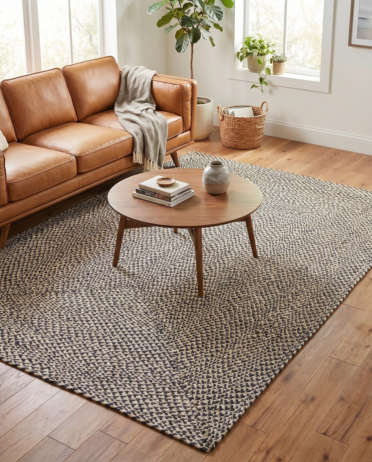 Highland Woven Jute Collection Area Rug - Glenmore (Gray) Rectangle Gray  lifestyle 13