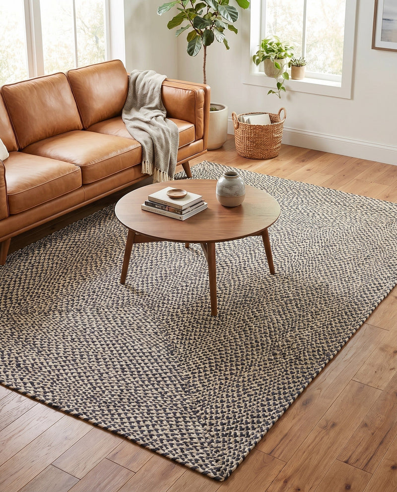 Highland Woven Jute Collection Area Rug - Glenmore (Gray) Rectangle Gray  lifestyle 13