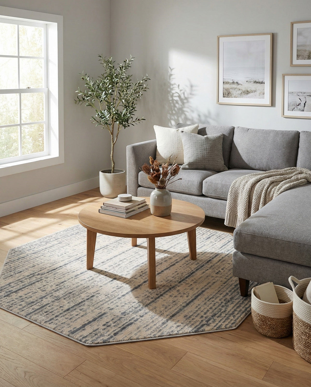 Serenity Sands Collection Area Rug -  Tranquilbay Octagon Cream  lifestyle 68