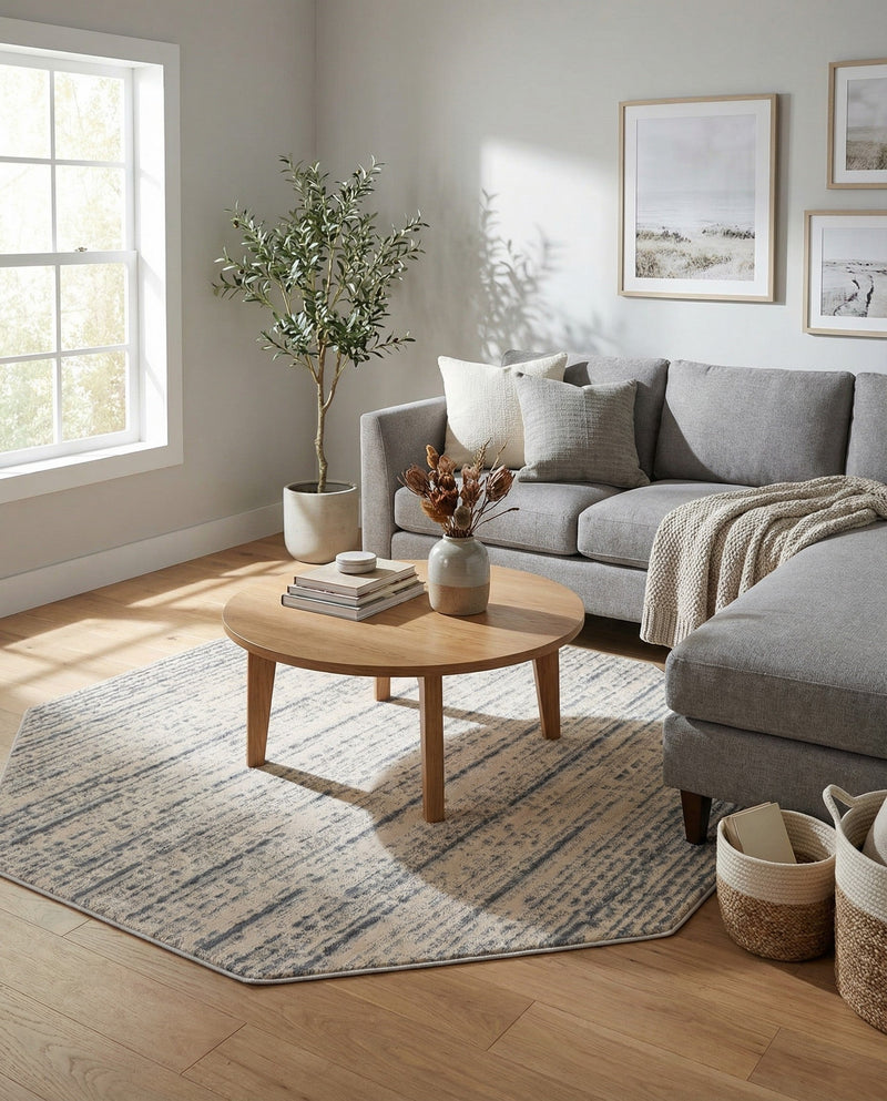 Serenity Sands Collection Area Rug -  Tranquilbay Octagon Cream  lifestyle 68