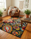 Outdoor Marrakesh Collection Area Rug - Fes Rectangle Multi Black  lifestyle 48