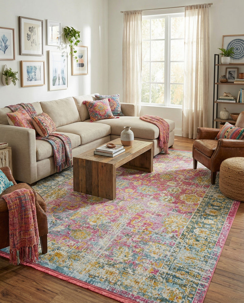 Arcadia Rugs Collection Area Rug -  Shangri-La Rectangle Pink  lifestyle 8